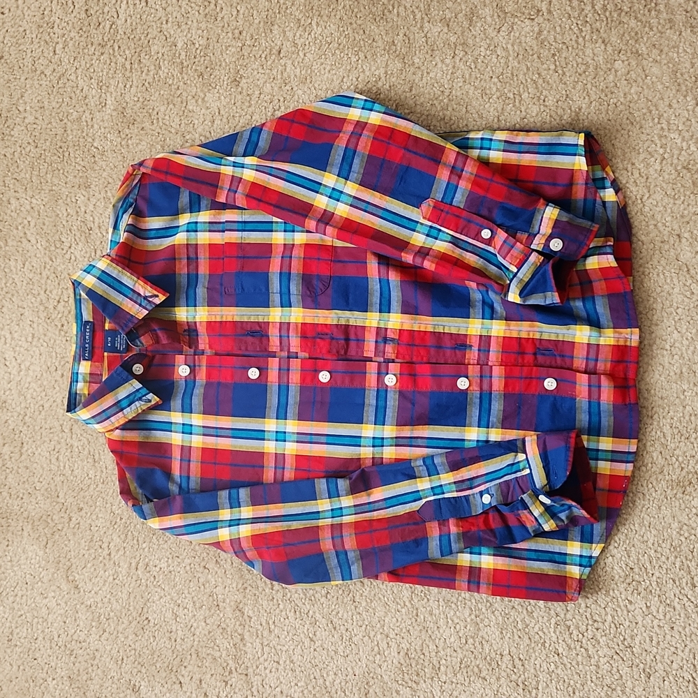 Kids plaid button up dress shirt
